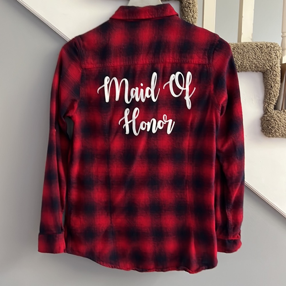 💐Maid of Honor💐 Red & Navy Flannel Shirt